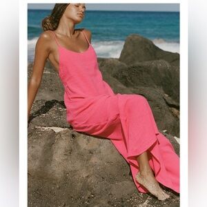 Vitamin A Vibrant Pink Maxi Linen Dress Size Small